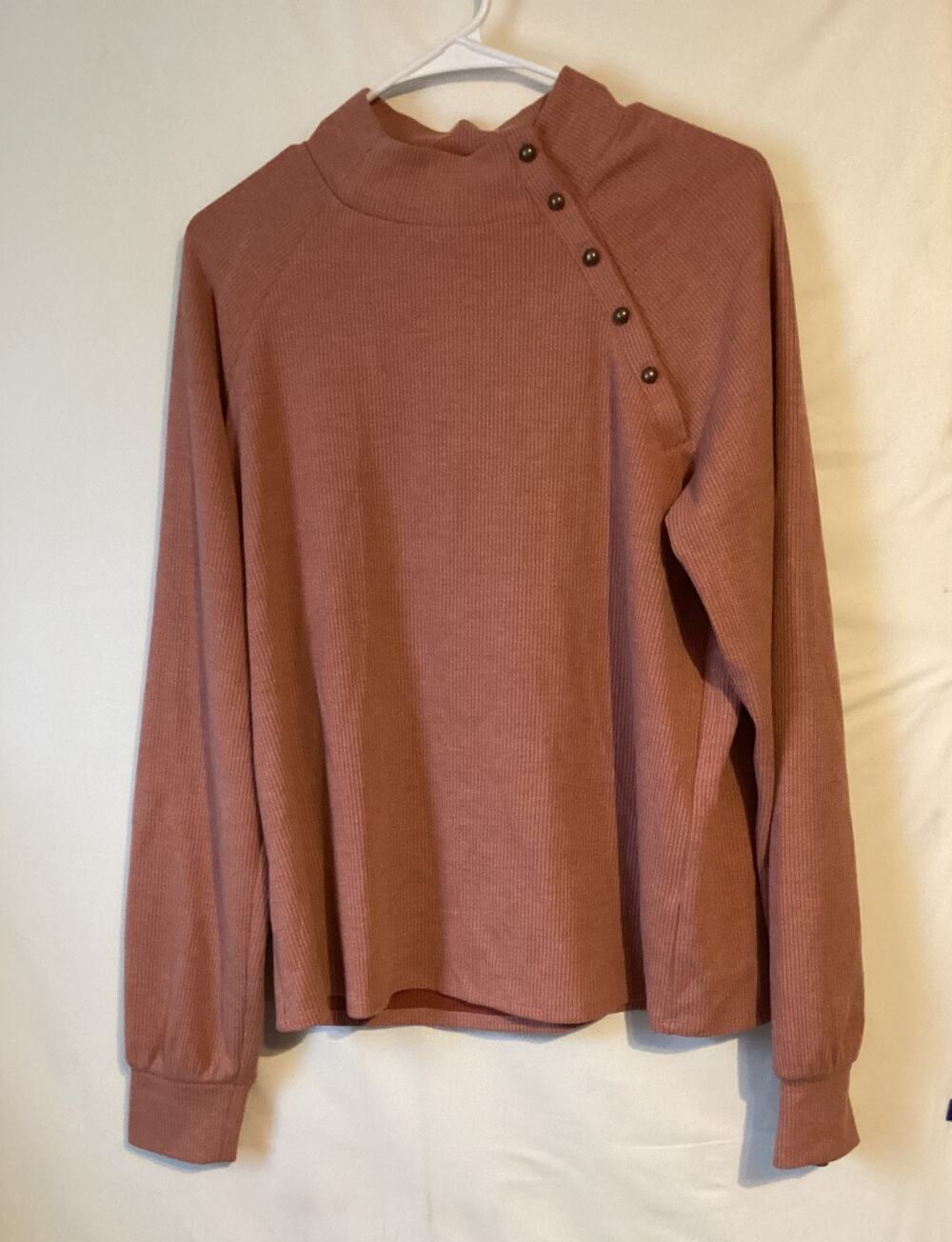 3044 NWT Brea Canyon Dusty Coral Ribbed Shirt Dusty Coral Size Large